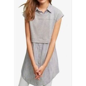 Anthropologie Postmark Gray Londra Layered Tunic Top XS